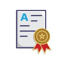 education icon. Achievement Badge. Certificate with ribbon and gold star. smart, learning, clever. isometric design style vector