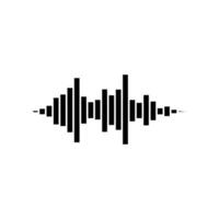 A minimalist graphic of a sound wave represented by vertical black bars against a clean white background. The bars vary in height. vector