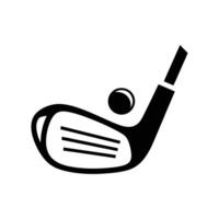A stylized, black and white graphic of a golf club and ball. The image is simple and clean, perfect for logo use. vector