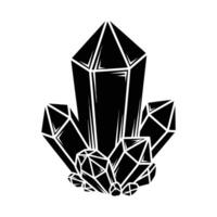 Bold graphic design of a cluster of crystals in black and white. Detailed, textured shapes create a striking visual. vector