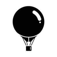 A minimalist black silhouette of a hot air balloon against a white background. The image is centered and features a simple design. vector