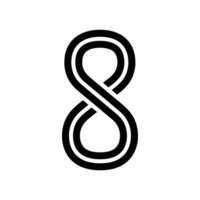 A graphic representation of the infinity symbol, rendered in a minimalist style. The design features two intertwined loops, creating a figure eight shape. vector