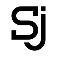 A minimalist logo featuring the intertwined letters S and J in a bold, black sans-serif font against a clean white backdrop. vector