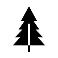 A minimalist black pine tree icon against a white background. The image is centered and features a simple, geometric design. vector