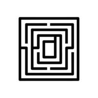 A black square maze with a central goal is isolated on a white background. The maze has nested paths and a clear solution. vector