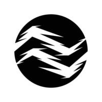 A striking black and white logo featuring a circular background with sharp, angular shapes arranged in a symmetrical pattern. The design is bold and modern. vector