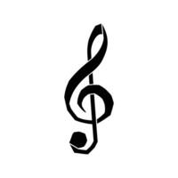 A stark, high-contrast image featuring a black treble clef symbol. The musical notation element is isolated against a pure white backdrop. vector