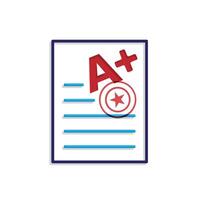education icon. Live Grade and Report Card. A plus grade sheet with a stamp icon. smart, learning, clever. Mixed design style vector