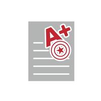 education icon. Live Grade and Report Card. A plus grade sheet with a stamp icon. smart, learning, clever. Flat design style vector