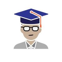 education icon. bachelor. a student wearing a toga or graduation cap. smart, learning, clever. Flat design style vector