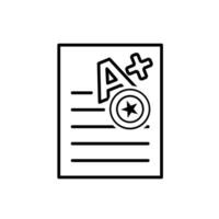 education icon. Live Grade and Report Card. A plus grade sheet with a stamp icon. smart, learning, clever. Outline design style vector
