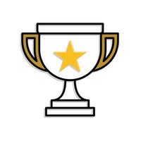 education icon. learning result or trophy. gold trophy with star in the middle. smart, learning, clever. Mixed design style vector