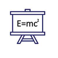 education icon. Interactive whiteboard. Digital board with physics symbols. smart, learning, clever. Outline design style vector