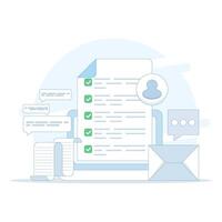 Online Checklist Concept, checkbox with check mark. checklist, to-do list to manage multiple tasks, online work schedule reminder, Checklist on screen. to do tasks. flat style design illustration. vector