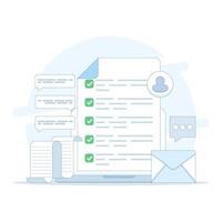 Online Checklist Concept, checkbox with check mark. checklist, to-do list to manage multiple tasks, online work schedule reminder, Checklist on screen. to do tasks. flat design illustration. vector