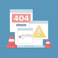 web page error concept. page not found. website problems, website repair and maintenance. fix errors on broken web pages. server and domain address repair and maintenance. illustration design. vector