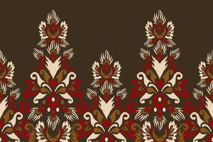 Ikat sarong pattern on brown background. vector