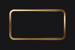 Golden rectangle frame with metallic shine on dark background, luxury blank design with copy space vector