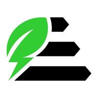 The icon is a green leaf next to three stacked black energy bars, symbolizing energy efficiency. vector