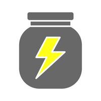 A gray storage jar with a lightning bolt, representing stored electrical energy or compact power. vector