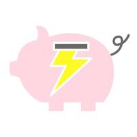 A pink piggy bank with energy bars and lightning bolt, combining finance and power management. vector