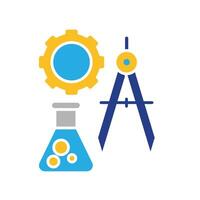 education icon. STEAM Education. Combination of gear, beaker and compass icons. smart, learning, clever. Flat design style vector
