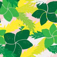 a seamless pattern with green and yellow leaves vector