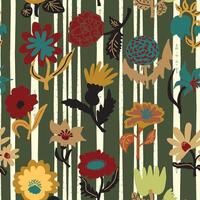 a pattern. flowers and leaves on a green background vector