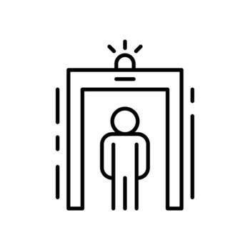 Security Checkpoint Icon with Person Under Scanner Outline Thin Line Symbol vector