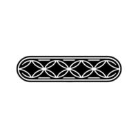 Elegant Geometric Pattern Border Element, Black And White, Isolated vector