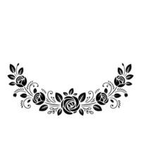 Elegant Black Floral Wreath Element On White Wedding, Invitation, Or Greeting Card vector