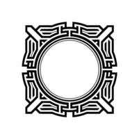 Geometric Art Deco Frame With Circle Center Black And White vector
