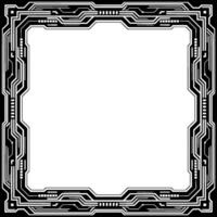 Futuristic Circuit Board Frame Black White Tech, Template vector