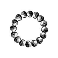 Black White Circular Seashells Frame Elegant, Minimalist vector