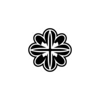 Minimalist Geometric Floral Motif, Black White, Modern Element vector