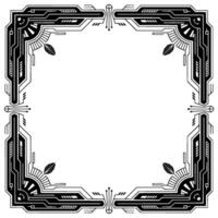 Art Deco Frame With Geometric Details In Black And White vector