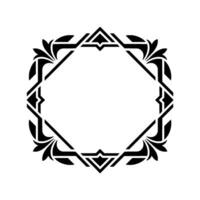 Elegant Black Geometric Frame With Leaf Elements On White vector