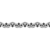 Minimalist Wavy Floral Border, Black And White Decorative vector