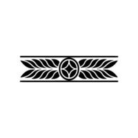 Elegant Black Leaf Motif On White Background, Geometric Border vector