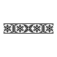 Minimalist Winter Pattern Black Snowflakes Leaves Border vector