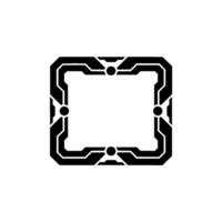 Futuristic Tech Frame Black Geometric Border On White, Minimalist vector
