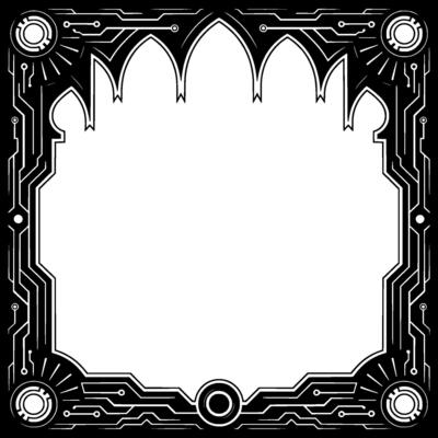 Techgothic Frame Circuitry Border With Arches, Minimalist