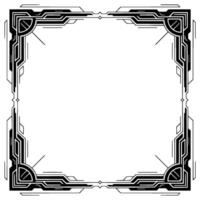 Art Deco Geometric Frame, Black And White Decorative Border Element vector