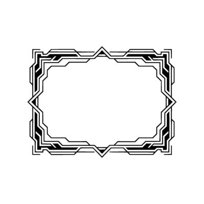 Modern Geometric Frame In Art Deco Style, Black And White, Isolated