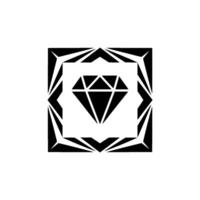 Modern Geometric Diamond With Border, Black On White, Minimalist vector