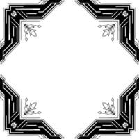 Art Deco Geometric Frame, Black White Border, Invitation Element vector
