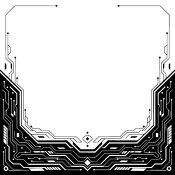 Futuristic Circuit Board Frame, Blank Space For Text, Black And White vector