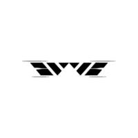 Abstract Geometric W, Sleek Black And White vector