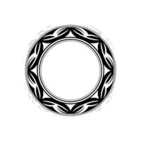 Elegant Black Circular Frame With Tribal Foliage On Light Gray Background vector