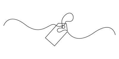 Price tag single continuous line drawing and minimalist style isolated outline white background graphic illustration vector